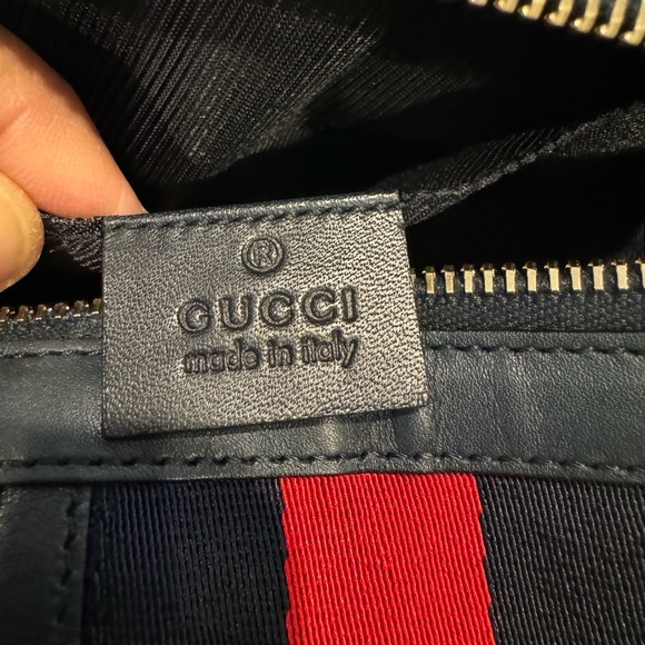 Sold x x GUCCI GG supreme canvas cosmetic pouch red and blue web - Picture 13 of 14